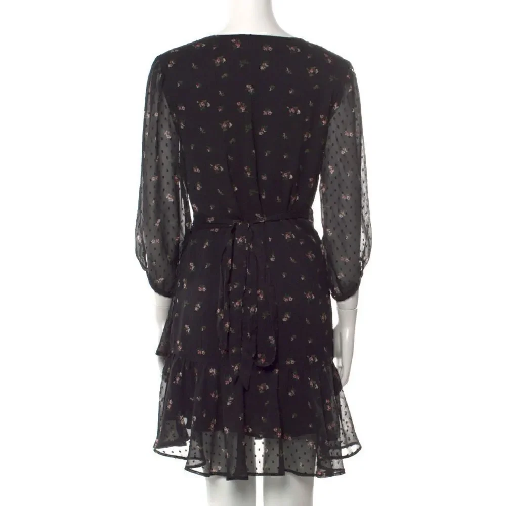 Allsaints black floral wrap dress - Picture 4 of 4